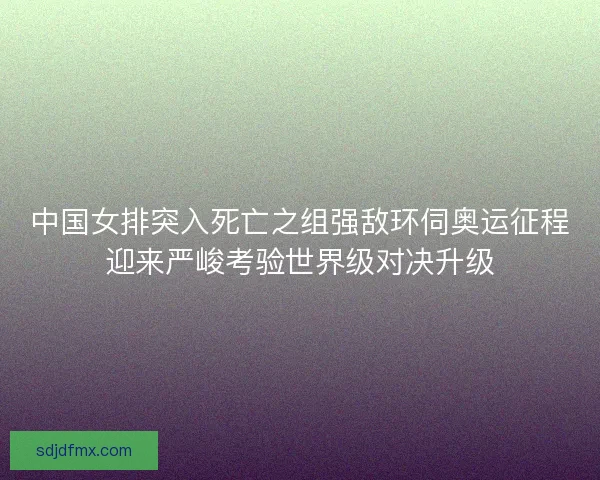 中国女排突入死亡之组强敌环伺奥运征程迎来严峻考验世界级对决升级