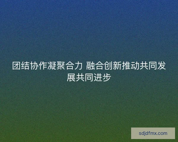 团结协作凝聚合力 融合创新推动共同发展共同进步